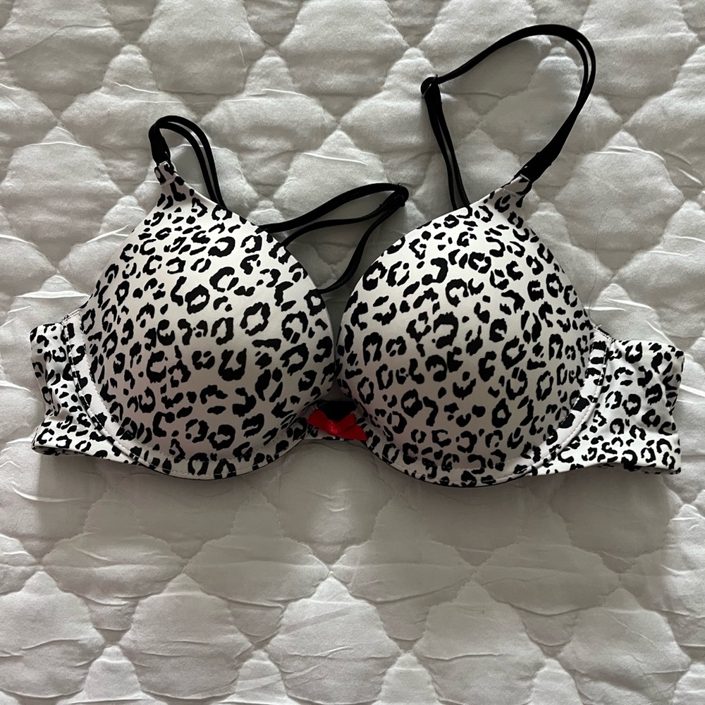 Leopard Print Women's Bra - Black and White
